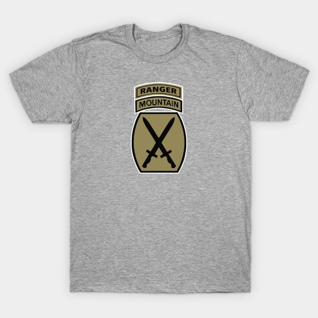 10th Mountain Division Ranger Brown Tab T-Shirt by Trent Tides